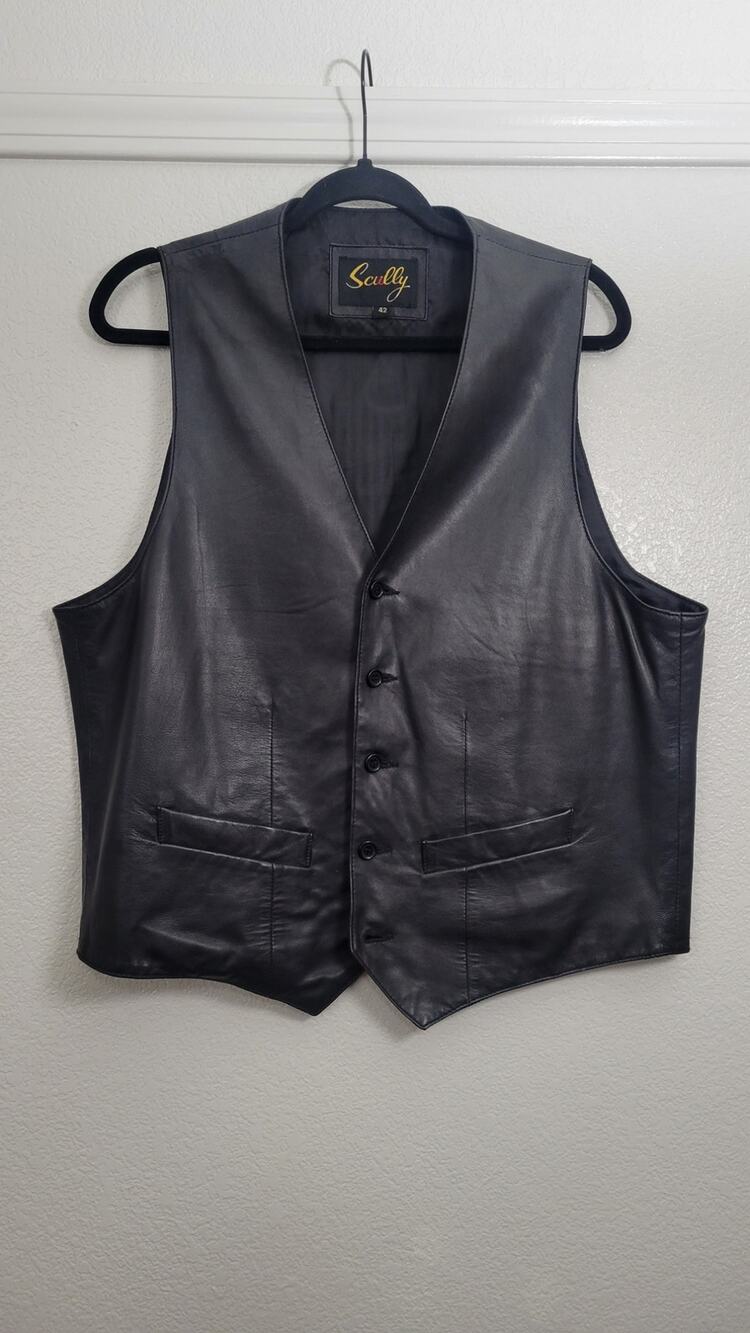 Scully Men’s 42 Black Genuine Leather Vest Western Biker Motorcycle Cowboy